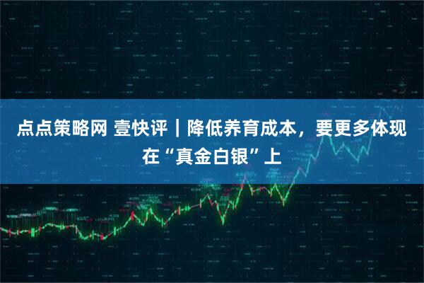 点点策略网 壹快评｜降低养育成本，要更多体现在“真金白银”上